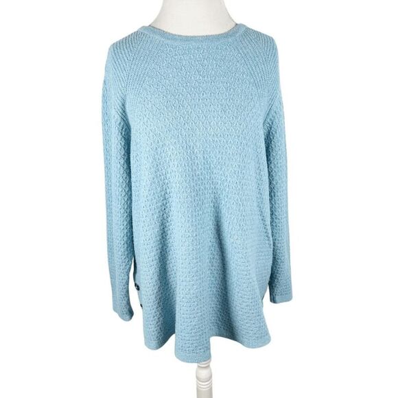 J. Jill Sweaters - J. Jill Soft Waffle Chunky knit Sweater Light Blue Button Sides Classic Size 2X